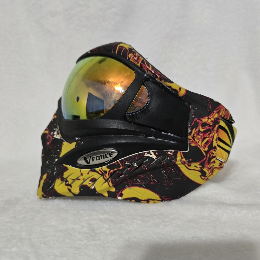 V-Force Grill Paintball Mask Orange Yellow Black With Normal Wear Used - Picture 3 of 16